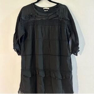 Isabel Marant Black Tiered Ruffled Dress